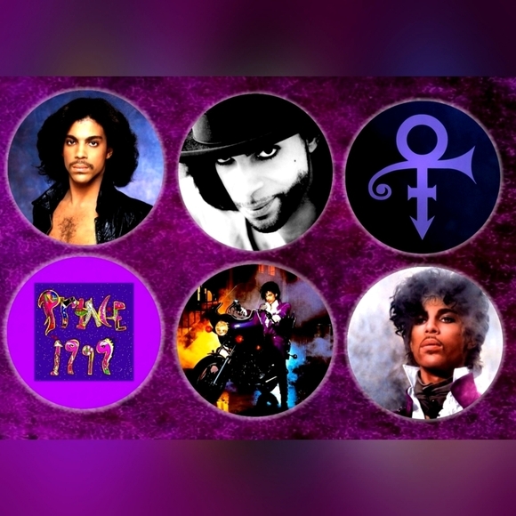 area51gallery Jewelry - Prince Photo Button Pin Set Purple Rain Album